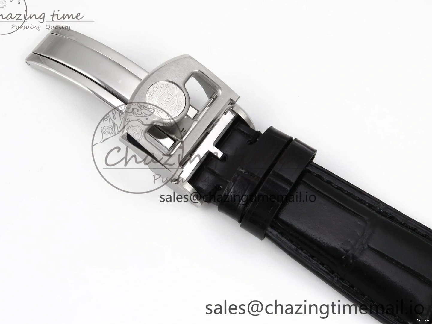 MIROTIME 0302 OnTrend Portugieser Automatic 42mm SS APSF 1:1 Best Edition White RG Dial on Black Leather Strap A 7010